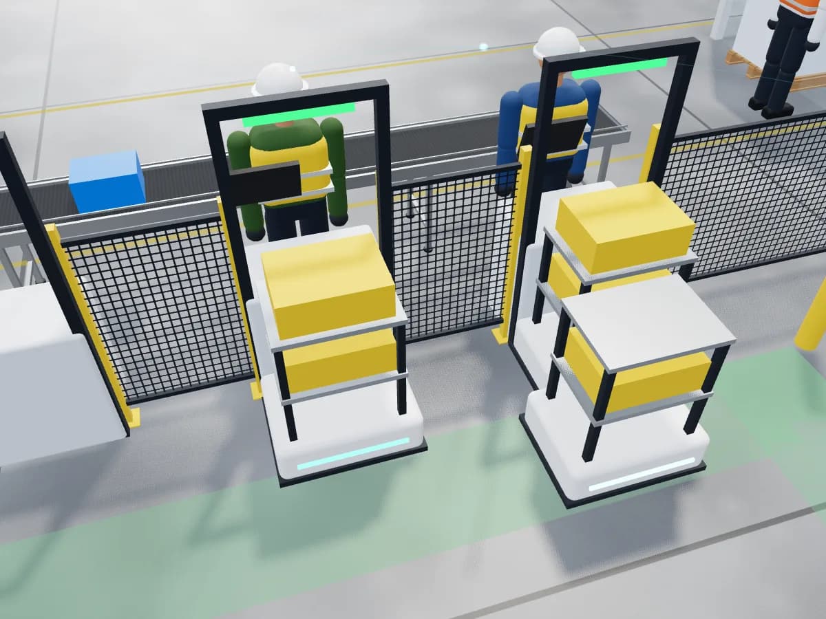 Goods-to-person: AMRs queue in bays beside each pick station