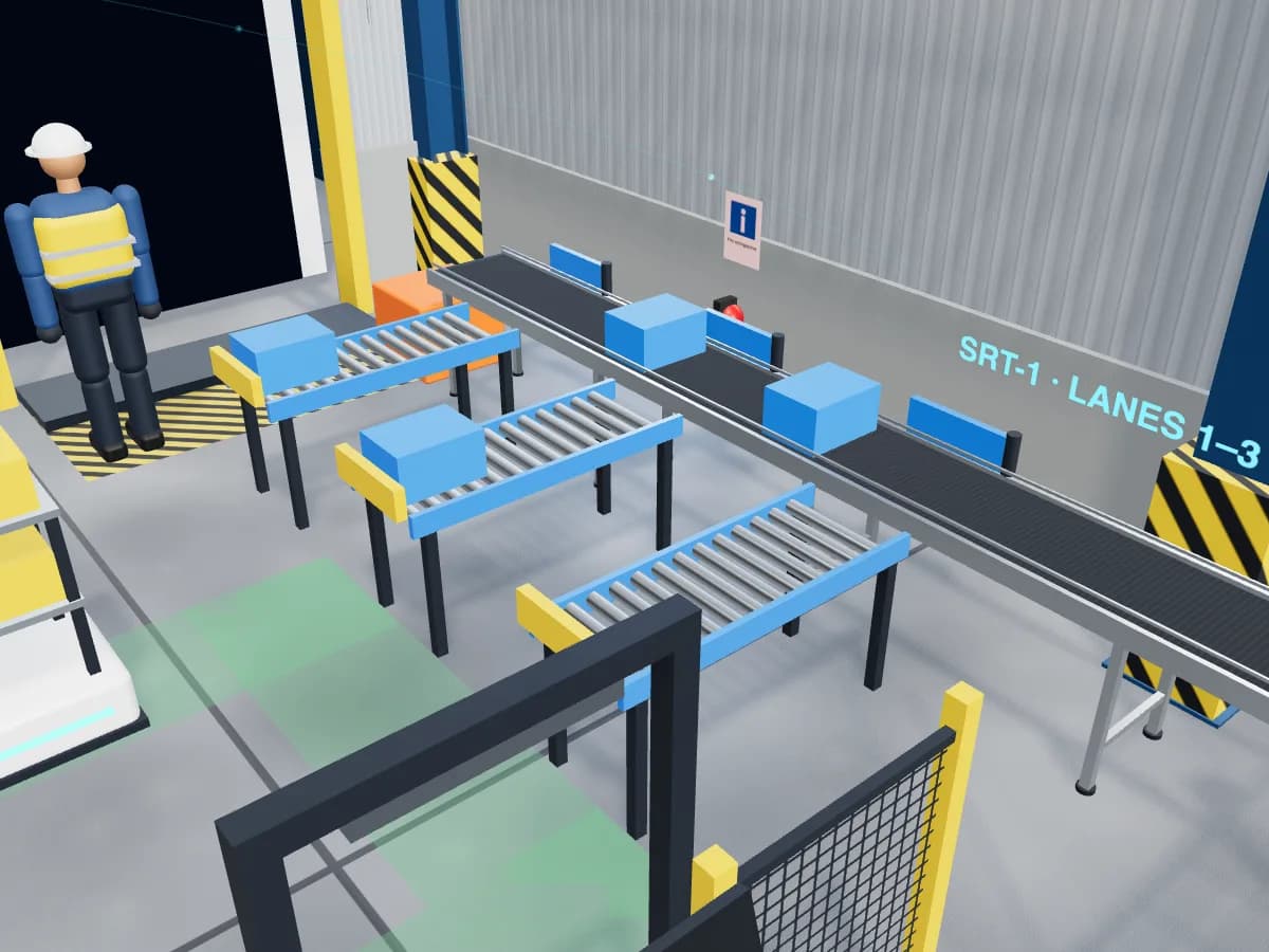 Sorter SRT-1 diverts each order tote to its dispatch lane