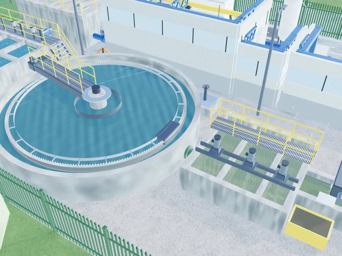 Clarifier with its rotating scraper bridge